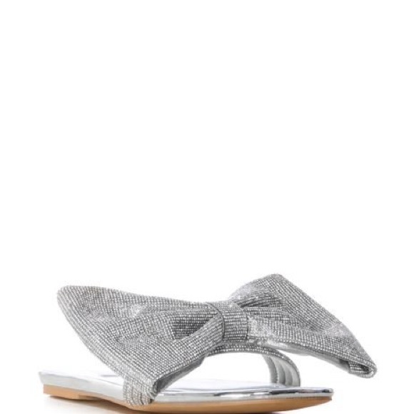 Rhinestone Embellished Bow Slides - Picture 3 of 6